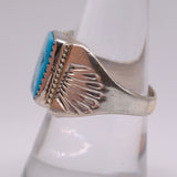 Vintage Sterling Turquoise Stamped Band Ring 8.75