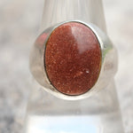 Vintage Sterling Goldstone Signet Ring 10