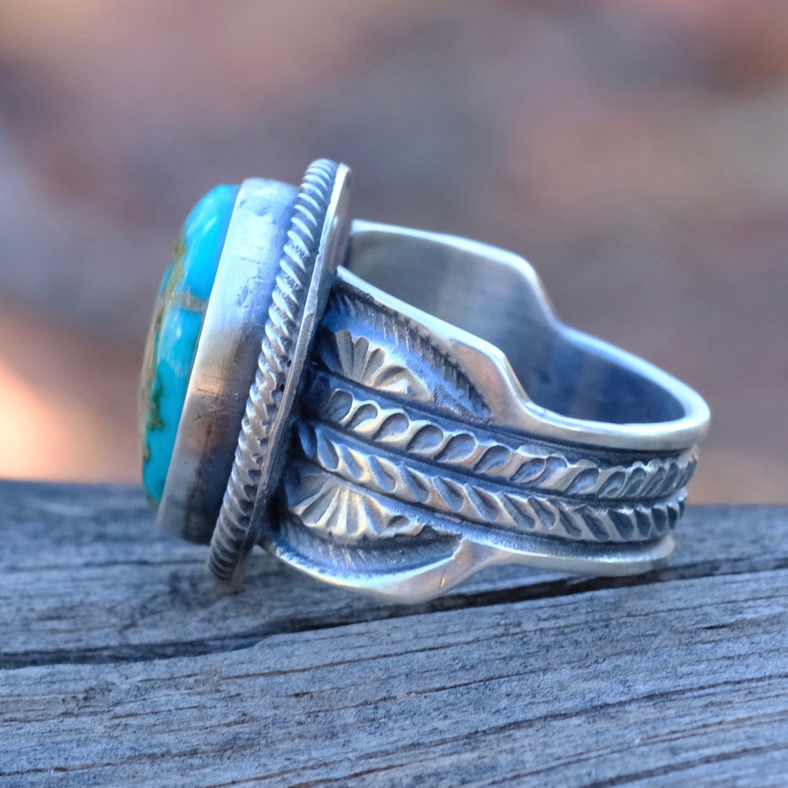 LEON MARTINEZ Sterling Silver Turquoise Ring 9
