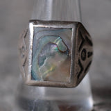 Vintage Sterling Abalone Stamped Band Ring 10