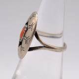 Vintage Sterling Coral Shadowbox Ring 6