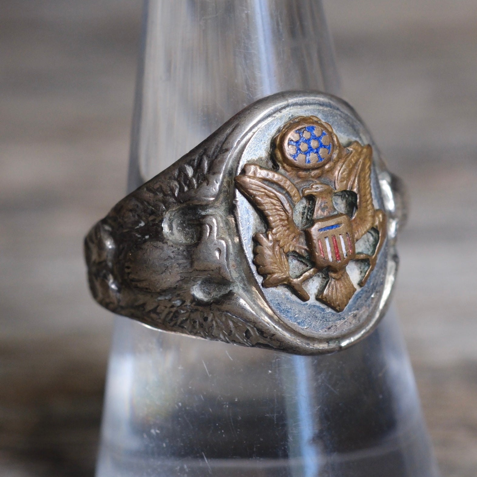 Vintage Sterling Military Signet Ring 8.75