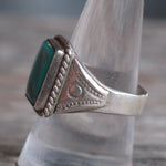 Vintage Sterling Turquoise Stamped Band Ring 9.75