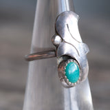 Vintage Sterling Turquoise Feather Ring 5.25