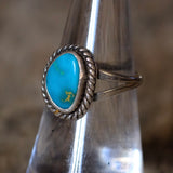 Vintage Sterling Turquoise Roper Ring 6.5
