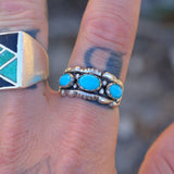 Vintage Sterling 3-Stone Turquoise Ring 10.5