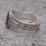 Vintage Sterling Agate Stamped Cuff