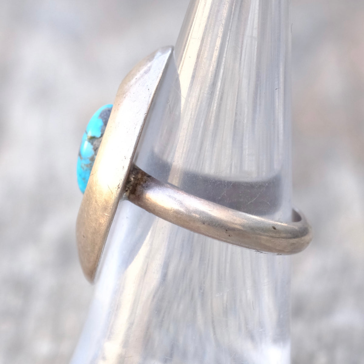 Vintage Sterling Turquoise Shadowbox Ring 5.75