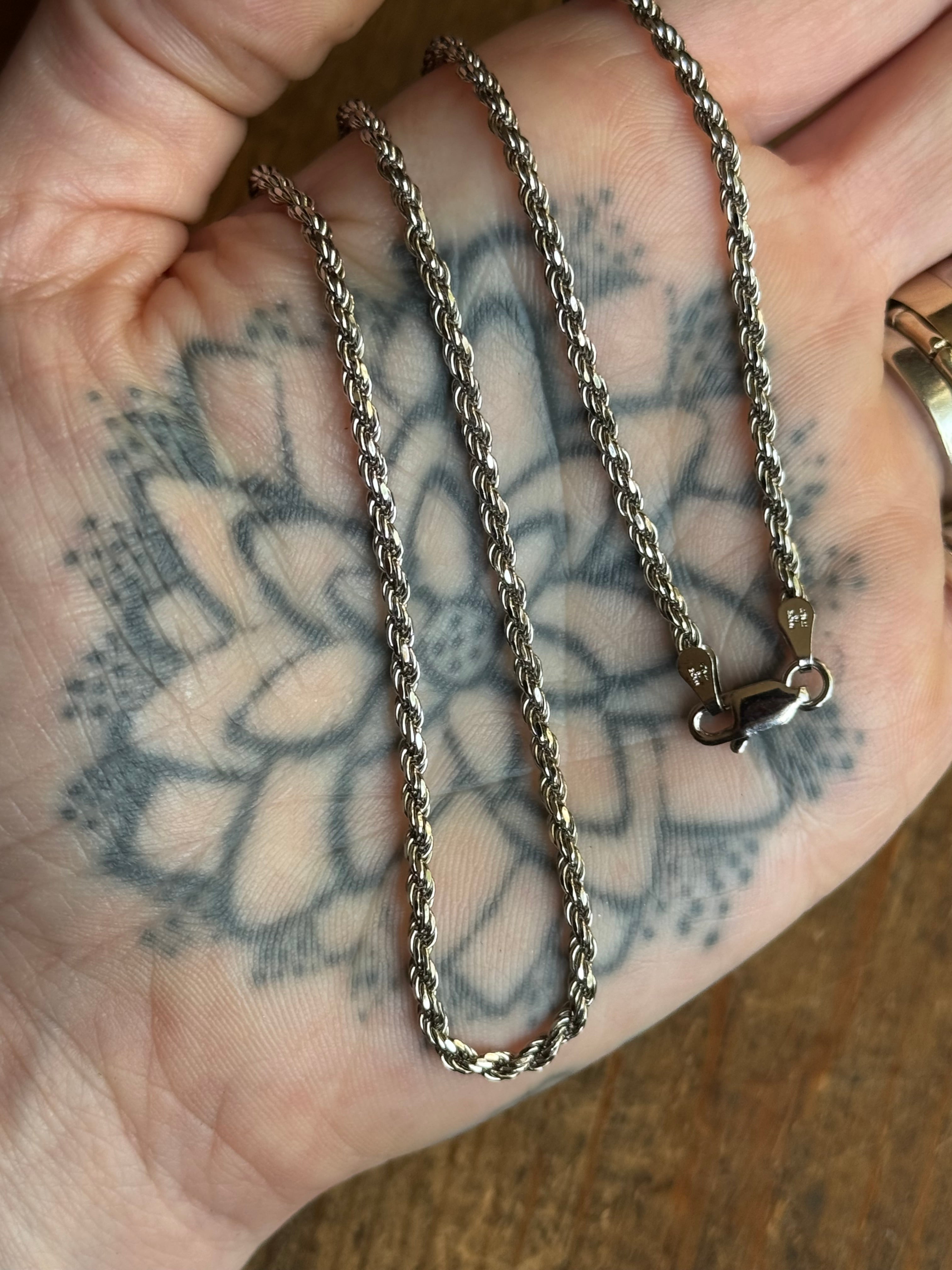 Vintage Sterling Silver 20” Rope Chain