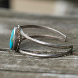 Vintage Sterling Turquoise Roper Cuff