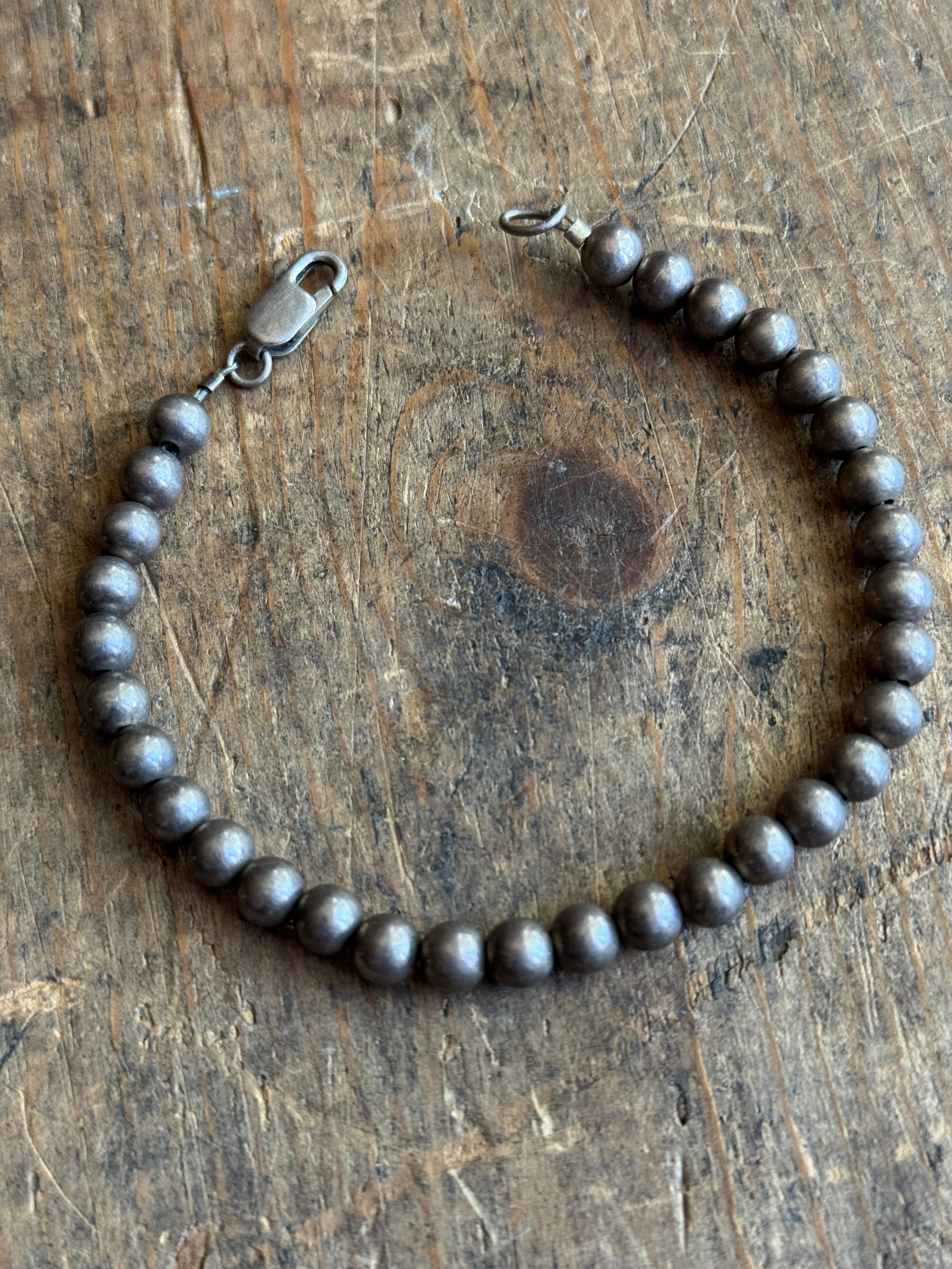 Vintage Sterling Silver Bead Bracelet 8"