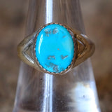 Vintage Sterling Turquoise Stamped Band Ring 7.75