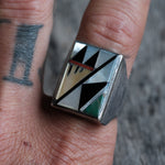 Vintage Sterling Zuni Inlay Ring 12