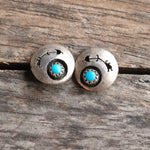 Vintage Sterling Turquoise Shadowbox Stud Earrings