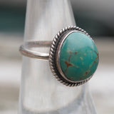 Vintage Sterling Turquoise Roper Ring 6.25