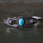 Vintage Sterling Turquoise Stamped Cuff