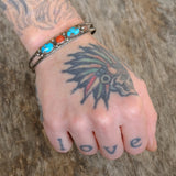 Vintage Sterling Turquoise and Coral Cuff Bracelet