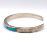 Vintage Sterling Turquoise Inlay Cuff Bracelet 6.25"