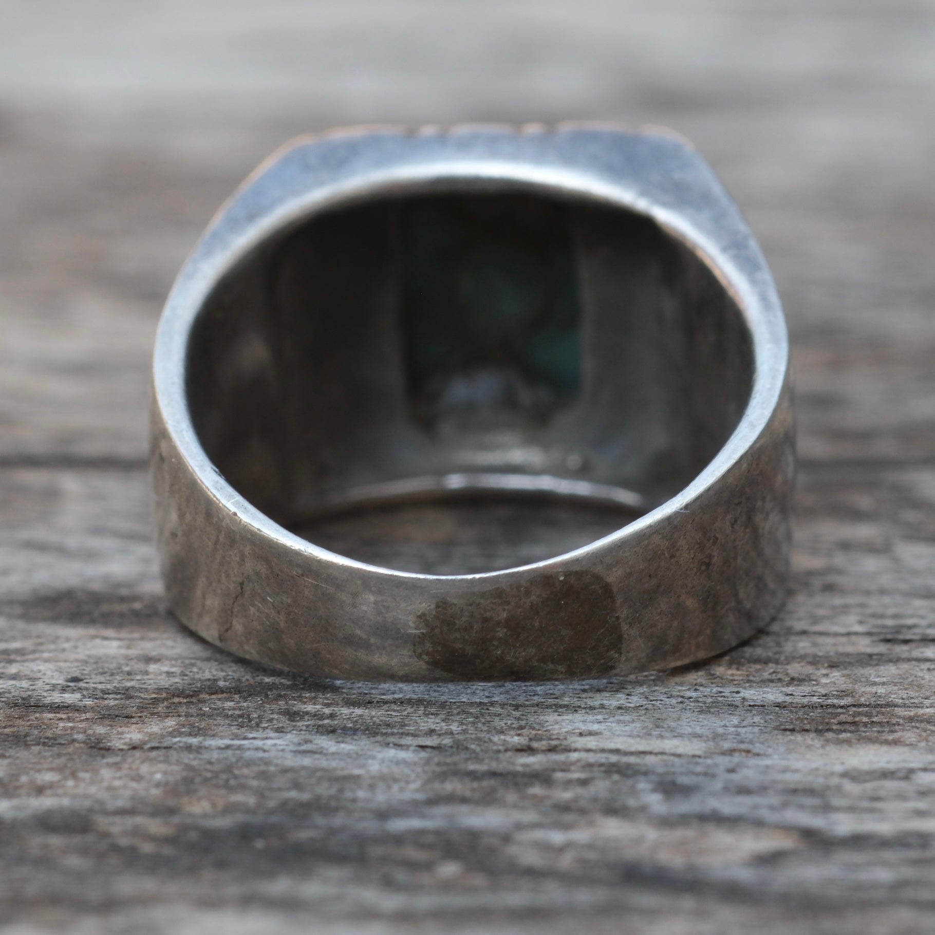 Vintage Sterling Turquoise Thunderbird Ring 9.75