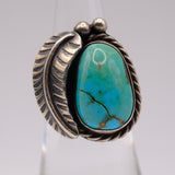 Vintage Sterling Turquoise Feather Ring 5.5