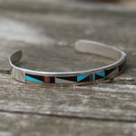 Vintage Sterling Zuni Inlay Cuff