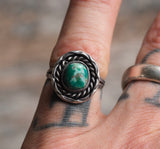 Vintage Sterling Turquoise Roper Ring 5