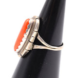 Vintage Sterling Coral RIng 6
