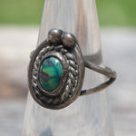 Vintage Sterling Turquoise Roper Ring 6