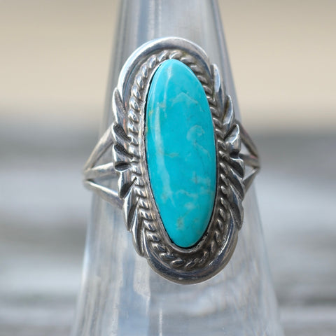 Vintage Sterling Turquoise Ring 6.5
