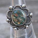 Vintage Sterling Turquoise Shadowbox Ring 5.5