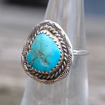 Vintage Sterling Turquoise Roper Ring 5.5