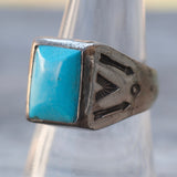Vintage Sterling Sun Bell Trading Post Turquoise Ring 8.75