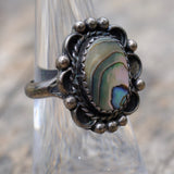 Vintage Sterling Abalone Florette Ring 6