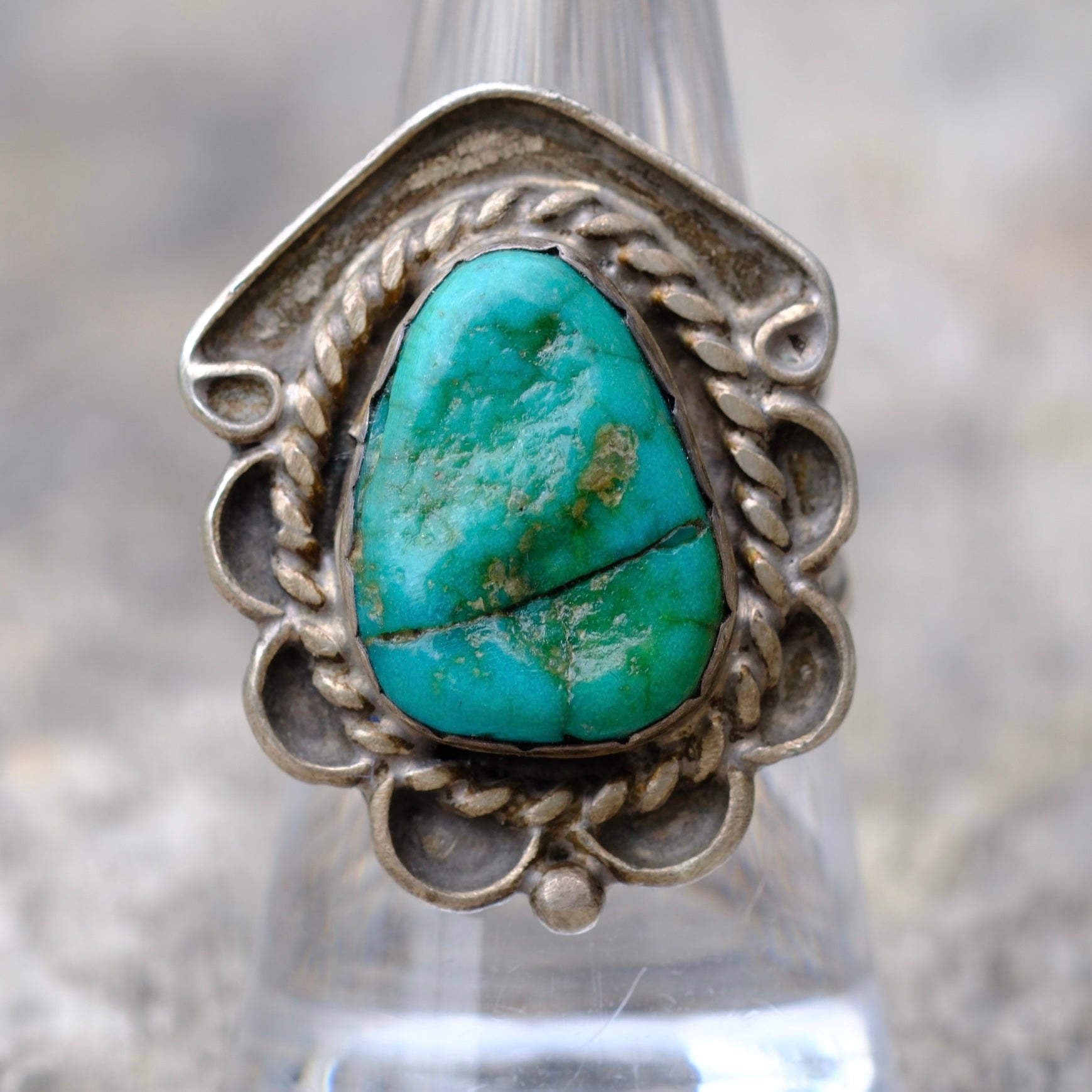 Vintage Sterling Turquoise Ring 7.75