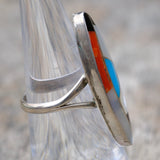 Vintage Sterling Multistone Inlay Ring 5.75