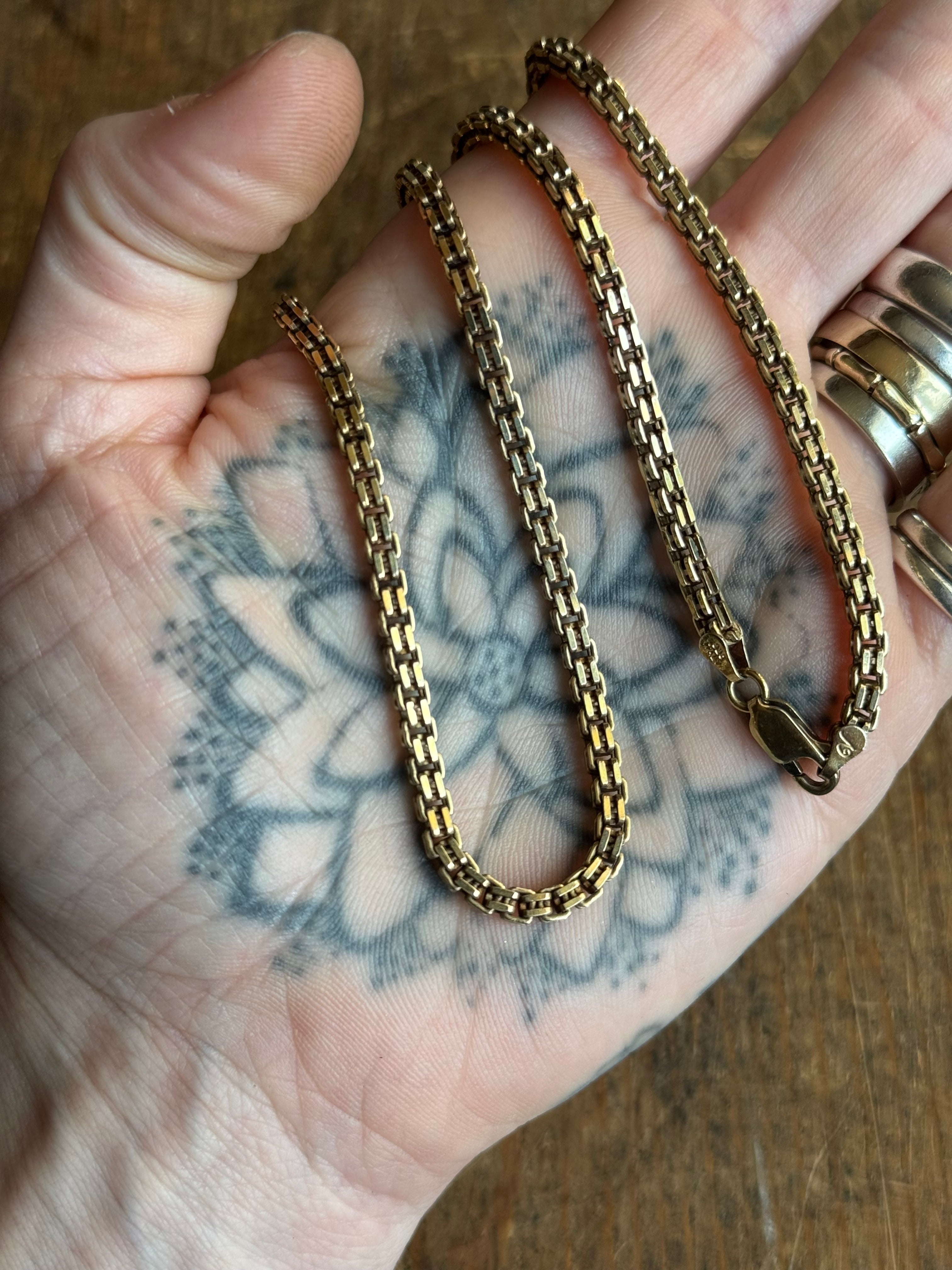Vintage Sterling Silver 18” Gold Tone Box Chain
