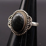 Vintage Sterling Shimmering Blue Resin Ring 7.5