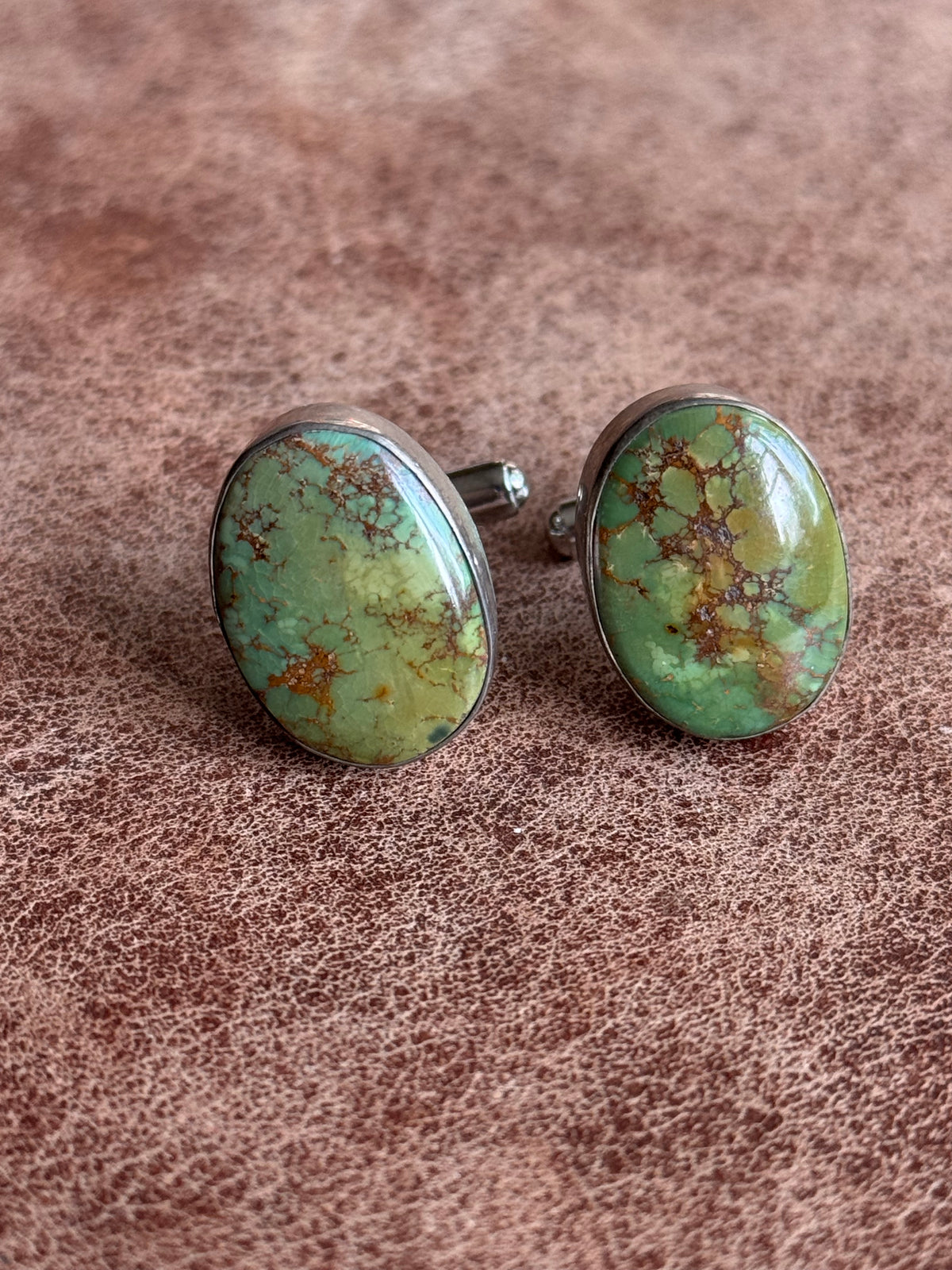Vintage Sterling Silver Royston Turquoise Cufflinks