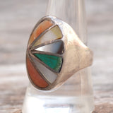 Vintage Sterling Multistone Inlay Ring 9.5