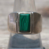 Vintage Sterling Malachite Ring 9