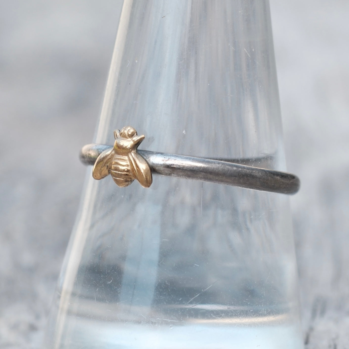 Vintage Sterling Bee Band Ring 9.25