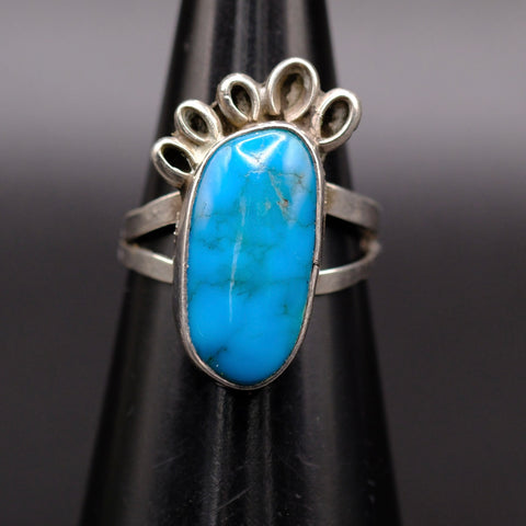 Vintage Sterling Turquoise Ring 5.25