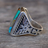 Vintage Sterling Multi Stone Sunrise Inlay Thunderbird Ring 8