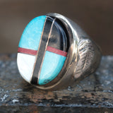 Vintage Sterling Inlay Ring 9