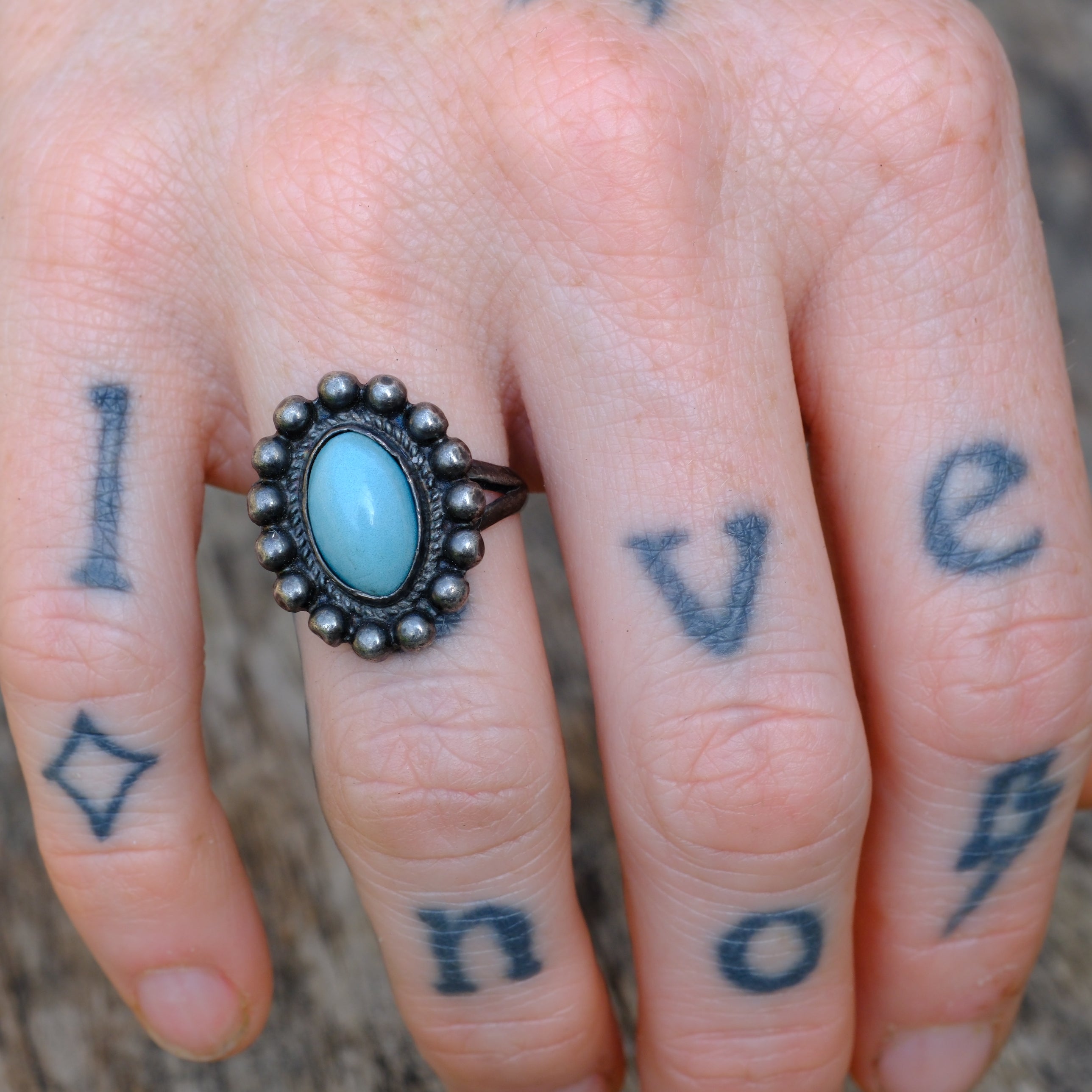 Vintage Sterling Turquoise Ring 5.25