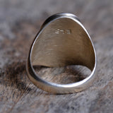 Vintage Sterling Turquoise Fish Scale Inlay Ring 12.75