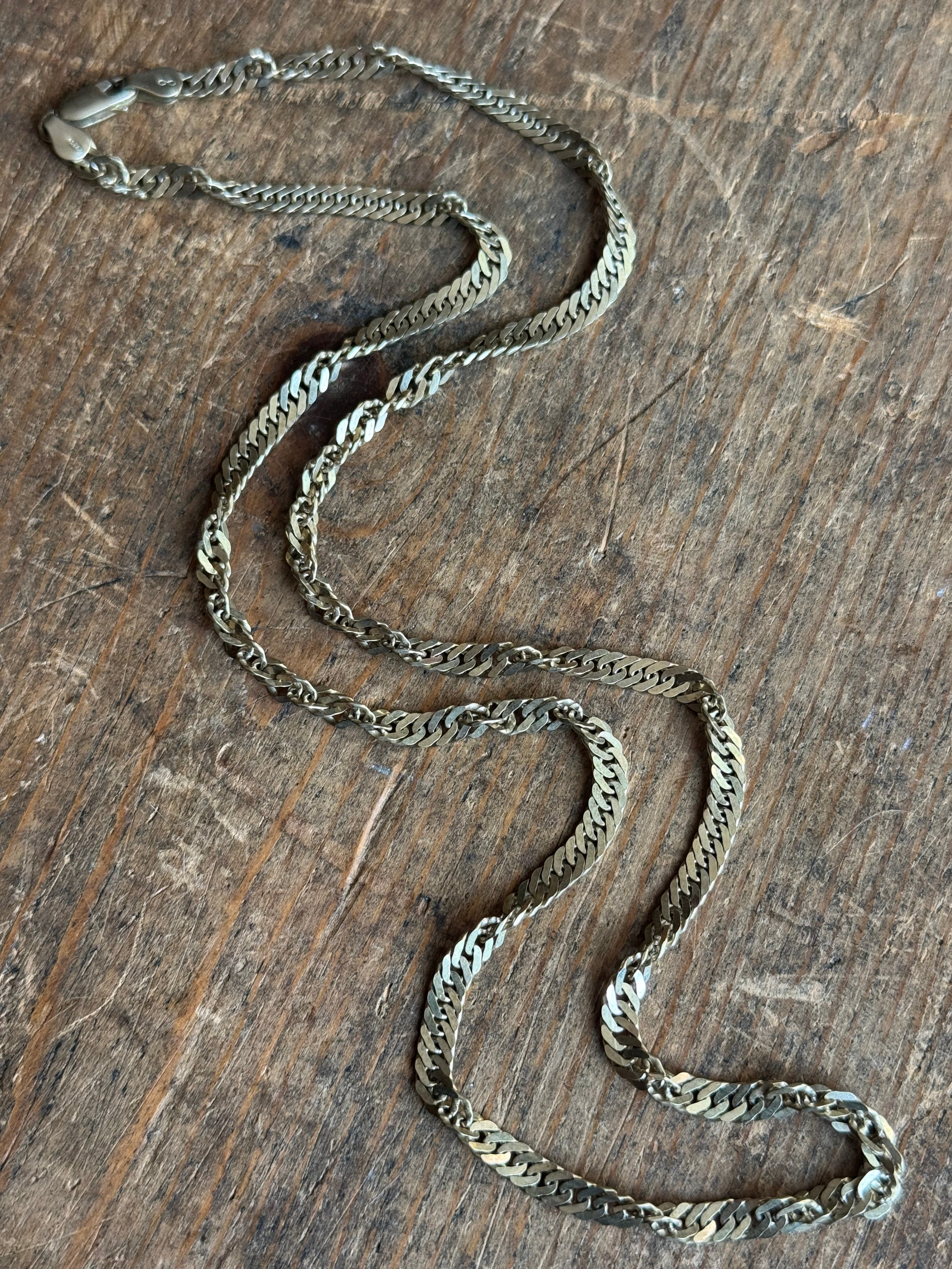Vintage Sterling Silver 24” Gold Tone Rope Chain