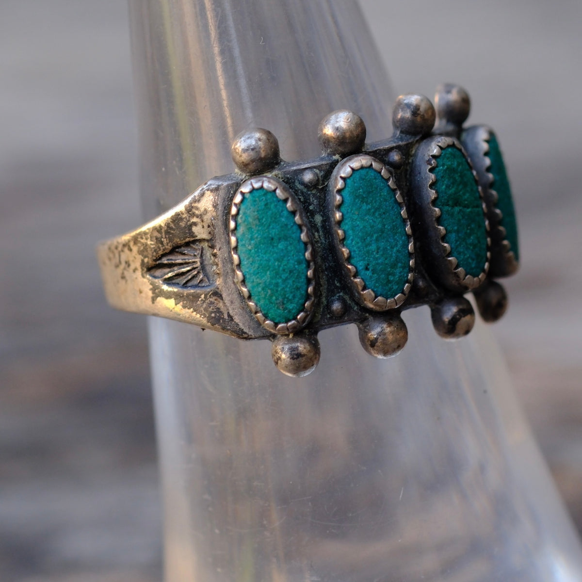 Vintage Sterling Turquoise Band 6.75
