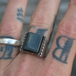 Vintage Sterling Dark Tigers Eye Signet Ring 9