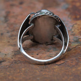 Vintage Sterling Turquoise Ribbed Band Ring 9.25